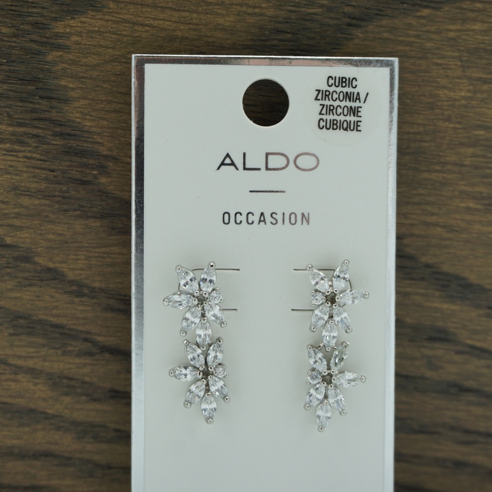 NWT Aldo Cubic Zirconia Silver Drop Earrings